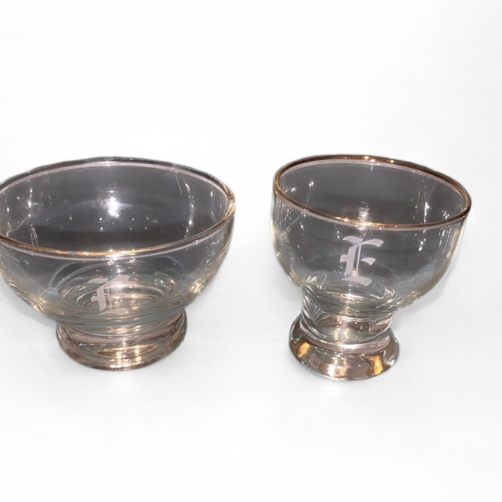 Vintage letter E glassware